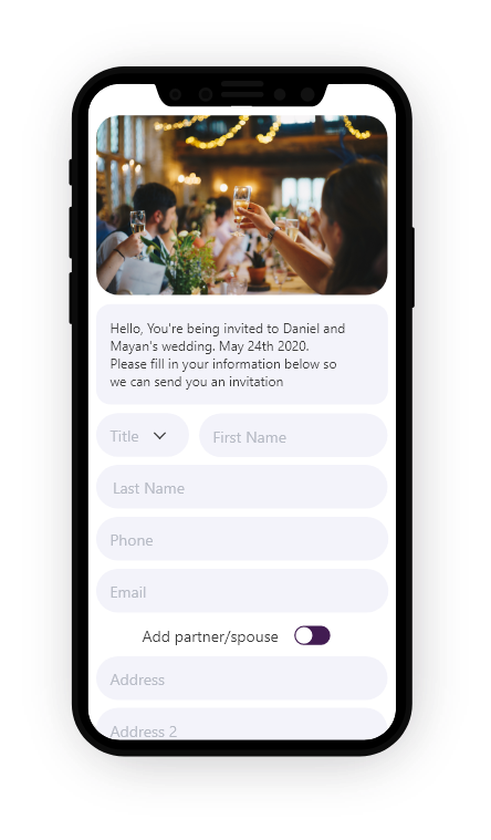 Address collection form that lets you collect people's email, home address, and phone number.