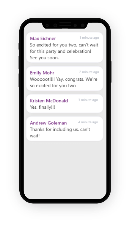 Comments from the guest list that was collected through the app